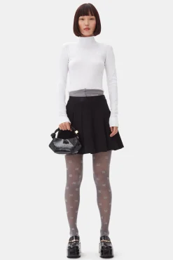 GANNI Dresstoff | Sett<Light Twill Pleated Mini-skjørt Black