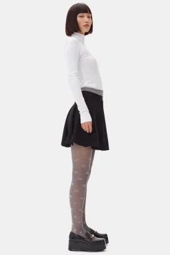 GANNI Dresstoff | Sett<Light Twill Pleated Mini-skjørt Black