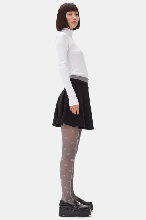 GANNI Dresstoff | Sett<Light Twill Pleated Mini-skjørt Black