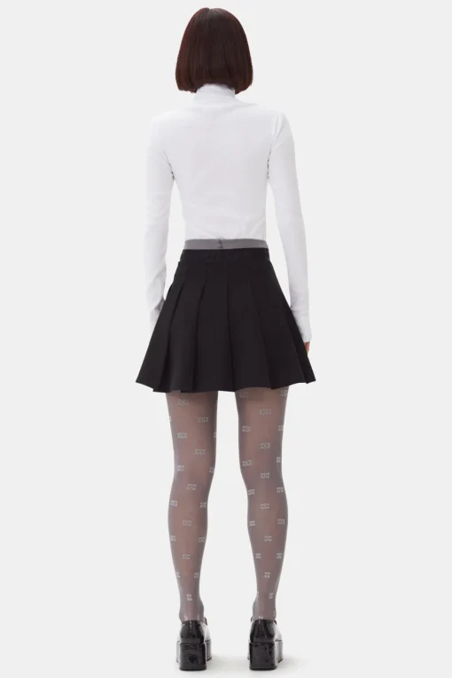 GANNI Dresstoff | Sett<Light Twill Pleated Mini-skjørt Black