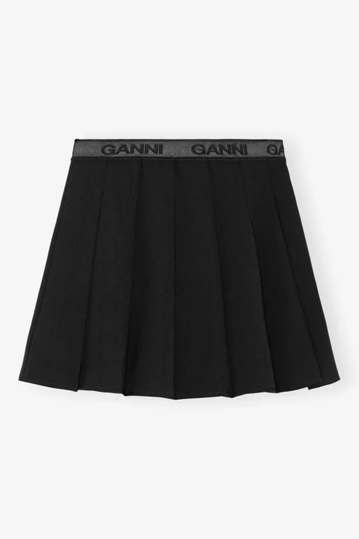 GANNI Dresstoff | Sett<Light Twill Pleated Mini-skjørt Black