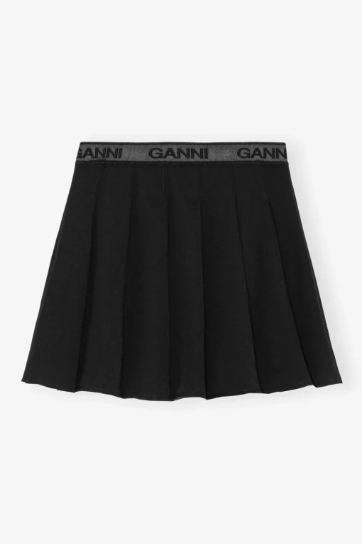 GANNI Dresstoff | Sett<Light Twill Pleated Mini-skjørt Black