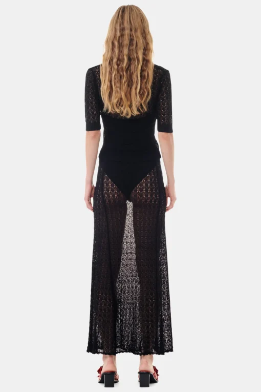 GANNI Sett | Strikkeplagg<Pointelle Knit Short Sleeve-pologenser Black