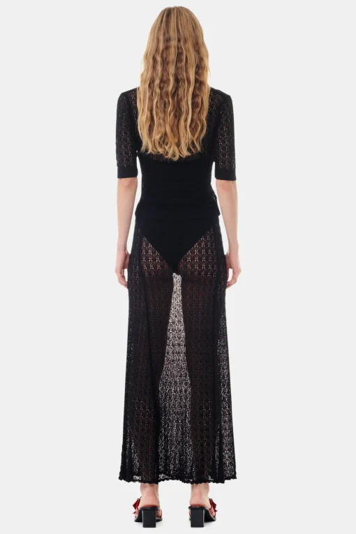 GANNI Ganni Exclusives | Sett<Pointelle Long-skjørt Black