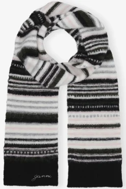 GANNI Skjerf | Vintertilbehør<Striped Soft Wool-skjerf Black
