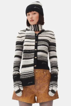 GANNI Skjerf | Vintertilbehør<Striped Soft Wool-skjerf Black