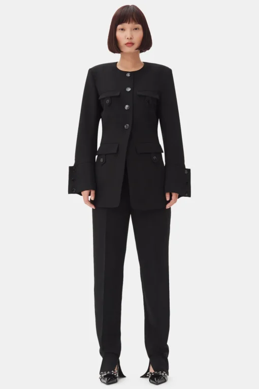 GANNI Dresstoff | Sett<Suiting Fitted-blazer Black