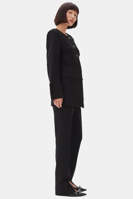 GANNI Dresstoff | Sett<Suiting Fitted-blazer Black