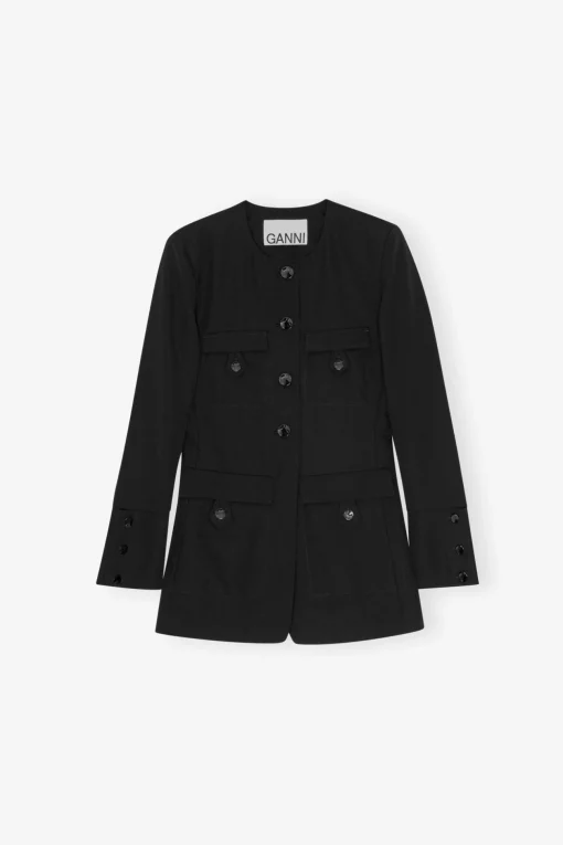 GANNI Dresstoff | Sett<Suiting Fitted-blazer Black