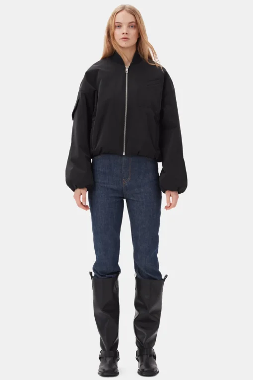 GANNI Kåper & Jakker<Twill Oversized Short-bomberjakke Black