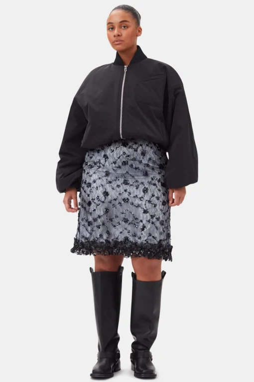 GANNI Kåper & Jakker<Twill Oversized Short-bomberjakke Black