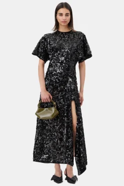 GANNI Ganni Exclusives | Festklær<Velvet Sequins Long-kjole Black