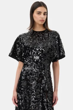 GANNI Ganni Exclusives | Festklær<Velvet Sequins Long-kjole Black