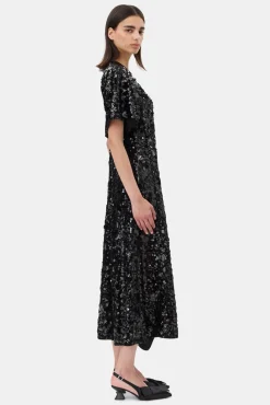 GANNI Ganni Exclusives | Festklær<Velvet Sequins Long-kjole Black
