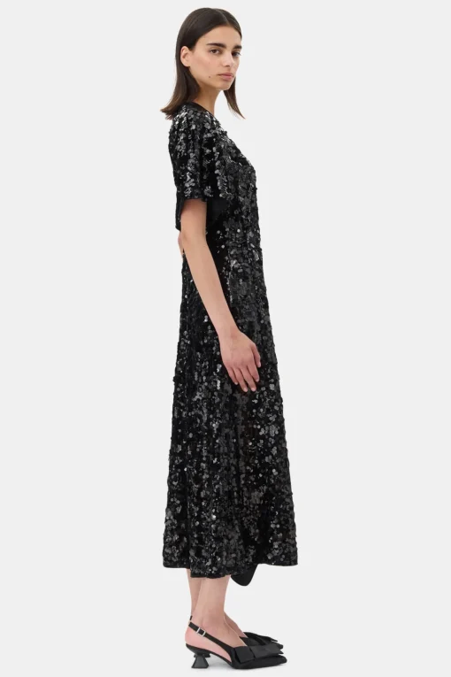 GANNI Ganni Exclusives | Festklær<Velvet Sequins Long-kjole Black