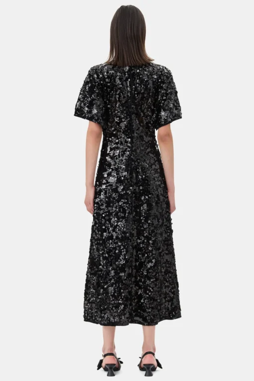 GANNI Ganni Exclusives | Festklær<Velvet Sequins Long-kjole Black