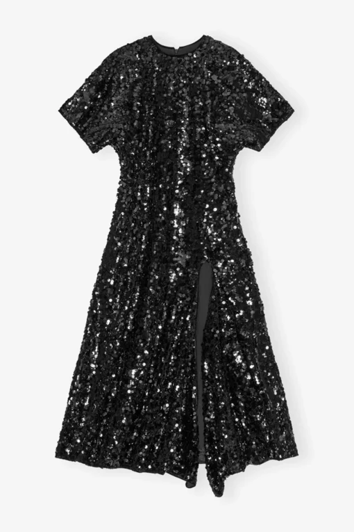 GANNI Ganni Exclusives | Festklær<Velvet Sequins Long-kjole Black
