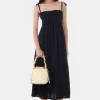 GANNI Kjoler<Viscose Habotai Midi Smock Strap-kjole Black