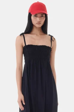 GANNI Kjoler<Viscose Habotai Midi Smock Strap-kjole Black