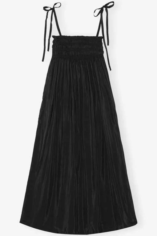 GANNI Kjoler<Viscose Habotai Midi Smock Strap-kjole Black