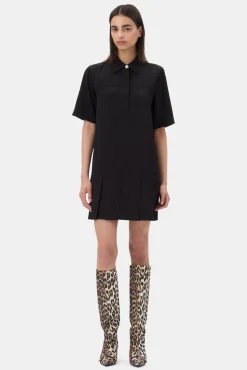 GANNI Plus Size Klær | Festklær<Viscose Twill Mini-kjole Black