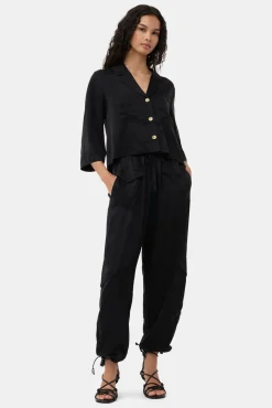 GANNI Ganni Exclusives | Sett<Washed Satin Pocket-bukser Black