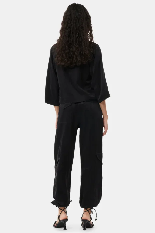 GANNI Ganni Exclusives | Sett<Washed Satin Pocket-bukser Black