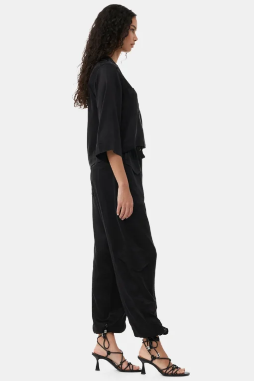 GANNI Ganni Exclusives | Sett<Washed Satin Pocket-bukser Black