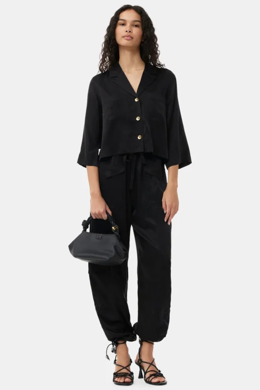 GANNI Ganni Exclusives | Sett<Washed Satin Pocket-bukser Black