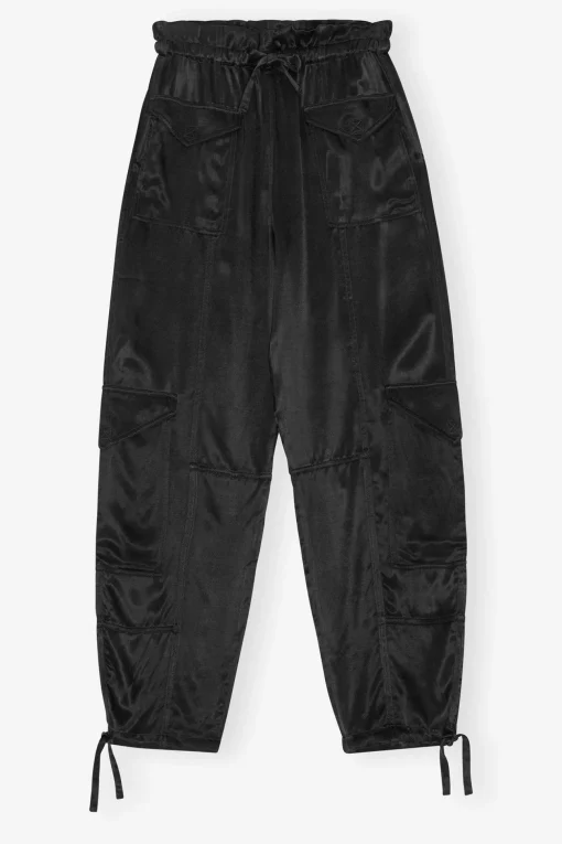 GANNI Ganni Exclusives | Sett<Washed Satin Pocket-bukser Black