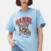 GANNI Plus Size Klær | T-skjorter<Blue Basic Jersey Tiger Relaxed-T-skjorte BlissfulBlue