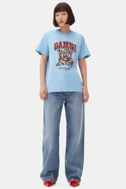 GANNI Plus Size Klær | T-skjorter<Blue Basic Jersey Tiger Relaxed-T-skjorte BlissfulBlue