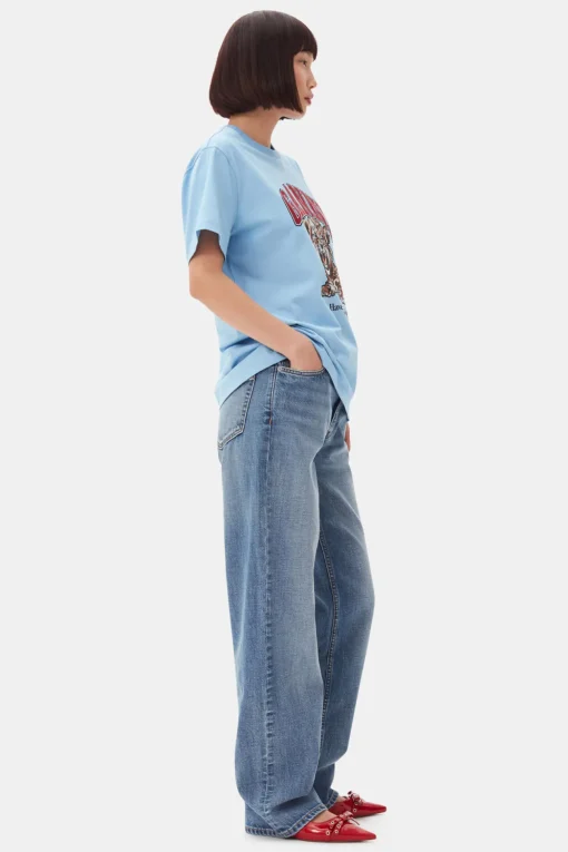 GANNI Plus Size Klær | T-skjorter<Blue Basic Jersey Tiger Relaxed-T-skjorte BlissfulBlue