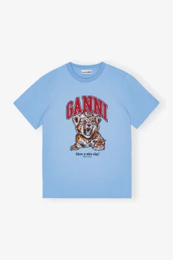 GANNI Plus Size Klær | T-skjorter<Blue Basic Jersey Tiger Relaxed-T-skjorte BlissfulBlue