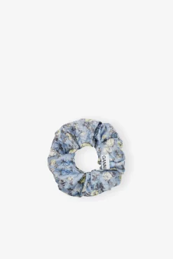 GANNI Accessories Til Hår<Blue Crinkled Satin-hårstrikk DustyBlue