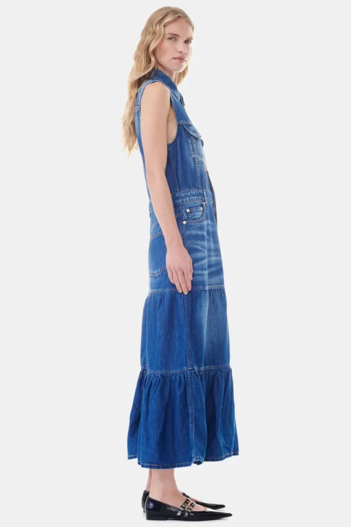 GANNI Denimklær | Kjoler<Blue Denim Long-kjole MidBlueVintage