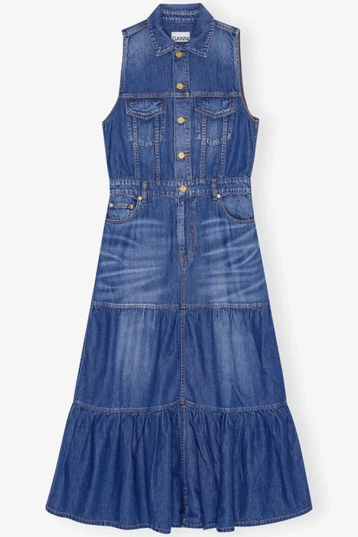 GANNI Denimklær | Kjoler<Blue Denim Long-kjole MidBlueVintage