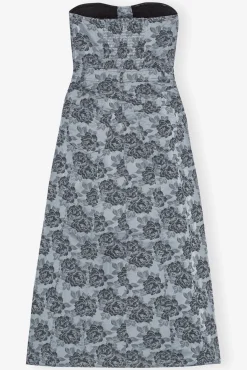 GANNI Festklær | Kjoler<Blue Floral Jacquard Long Corsage-kjole IllusionBlue