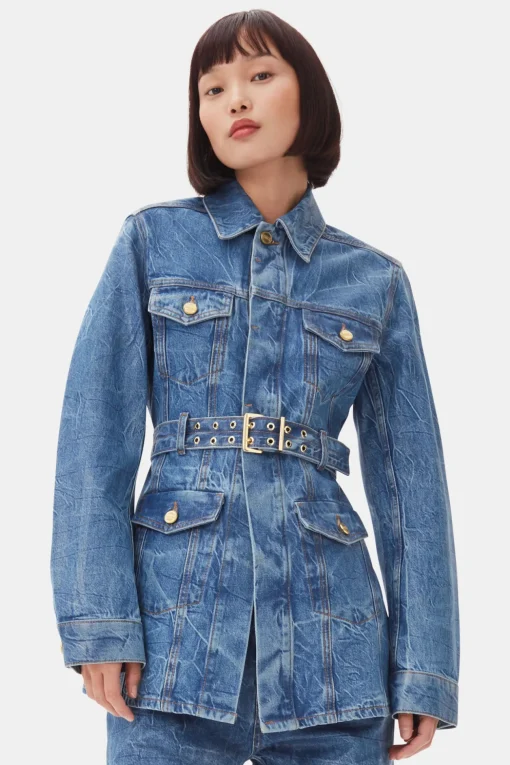 GANNI Sett | Denimklær<Blue Foil Denim-jakke MidBlueStone