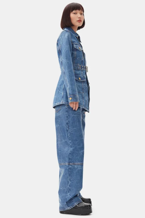 GANNI Sett | Denimklær<Blue Foil Denim-jakke MidBlueStone