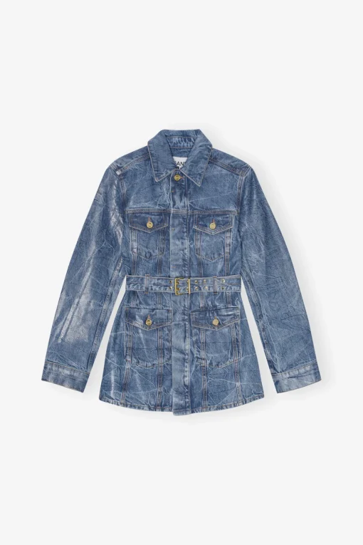 GANNI Sett | Denimklær<Blue Foil Denim-jakke MidBlueStone