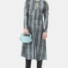 GANNI Ganni Exclusives | Kjoler<Blue Snake Print Ruched Midi-kjole CelestialBlue