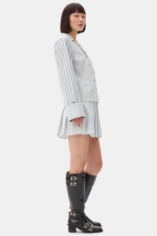 GANNI Plus Size Klær | Sett<Blue Stripe Cotton-skjorte Egret
