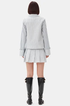 GANNI Plus Size Klær | Sett<Blue Stripe Cotton-skjorte Egret