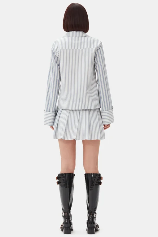 GANNI Plus Size Klær | Sett<Blue Stripe Cotton-skjorte Egret