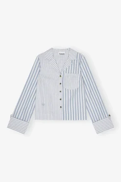 GANNI Plus Size Klær | Sett<Blue Stripe Cotton-skjorte Egret