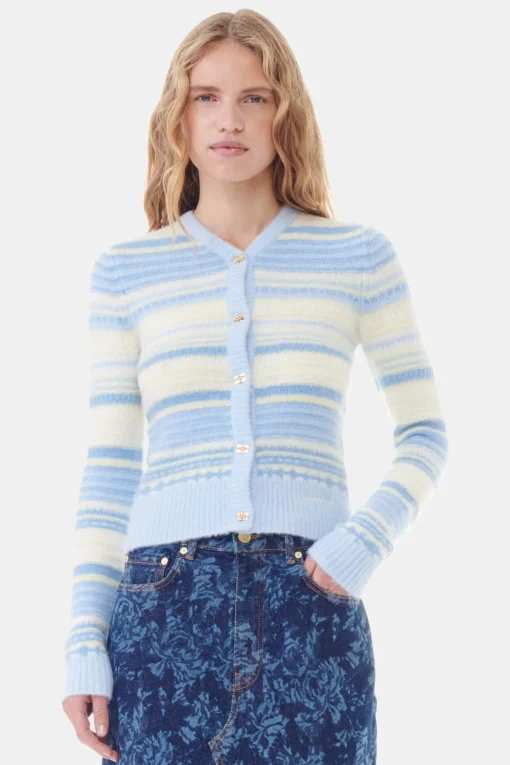 GANNI Strikkeplagg<Blue Stripe-cardigan Skyway