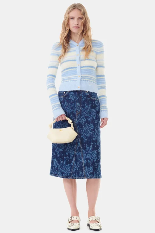 GANNI Strikkeplagg<Blue Stripe-cardigan Skyway