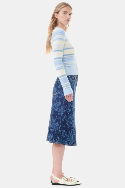 GANNI Strikkeplagg<Blue Stripe-cardigan Skyway