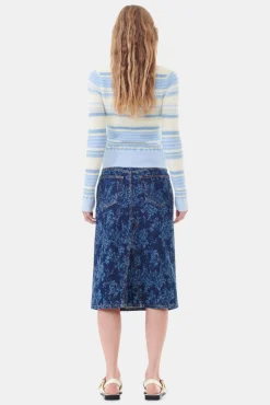 GANNI Strikkeplagg<Blue Stripe-cardigan Skyway